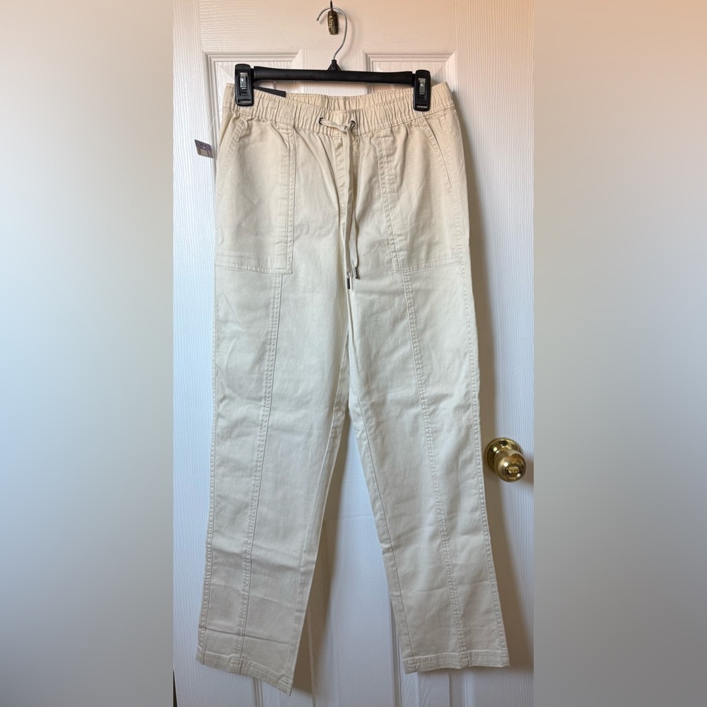Tahari Women's Drawstring Cargo Style Pants Cream / Beige Size XS New with Tags